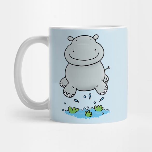 Cute baby hippo cartoon illustration by FrogFactory